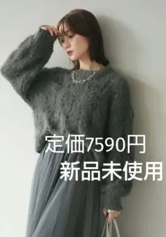 モール×フェザー透かし編みニットプルオーバー Lumier リュミエ 同型