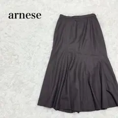 アーネスエレガンス　ロングフレアスカート　M　カシミヤ　ウール　裏地あり