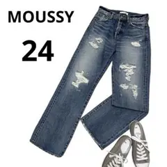 マウジー　ダメージデニムパンツ　ジーンズ ジーパン　ハイウエスト　レディース24