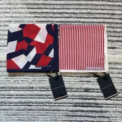 【未使用品】 トミーヒルフィガー トリコロール シルク ポケットチーフ 2枚