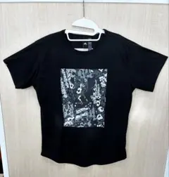 adidas ブラック カモフラージュ ラウンドカット　Tシャツ M
