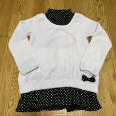 子供服 女の子 ロンＴ 長袖 モコモコ パープル 140サイズ