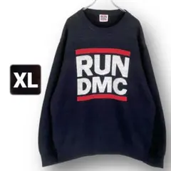 RUN DMC★ロゴ ニット セーター★ブラック★グレイス製★メンズXL