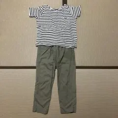 アーバンリサーチストライプTシャツとカーキチノパンセット