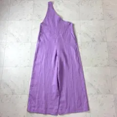 新品✨ エストネーション 38 麻 リネン サロペット ワンショルダー パープル
