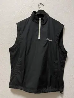 タイトリスト　ハーフジップ　ナイロンベスト　/M　ブラック　ロゴ刺繍　メンズ　黒