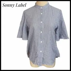 Sonny Label ストライプ ブラウス 半袖 バンドカラー 綿　フリー