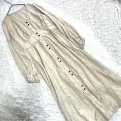 【マージュール】（M）Ｖネックロングワンピース ベージュ マキシ丈ワンピ 薄手のサムネイル