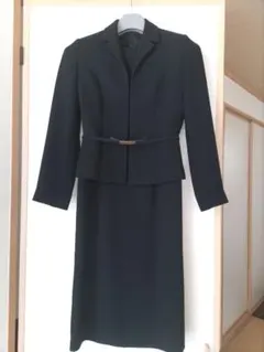 Sサイズ礼服 ブラック ワンピース ジャケットセット 喪服 ベルトコサージュ付き