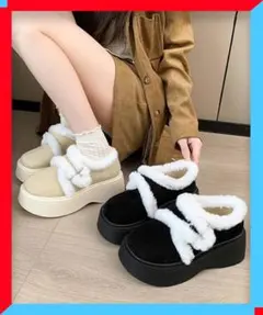 ファー付きプラットフォームサボサンダル