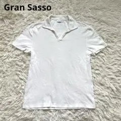 Gran Sasso パイル地 無地 ホワイト ポロシャツ 48サイズのサムネイル