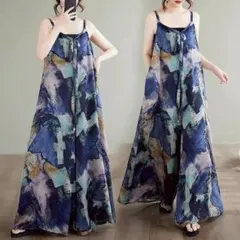 サロペット　オールインワン ワイドパンツ 体型カバー　楽チン　大きいサイズ