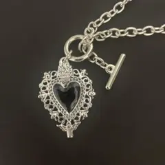 黒ハートネックレス　Y2K 平成 グランジ ホラゲ服 ホラゲ女子