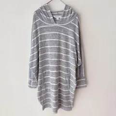 美品 マーケットアンドスプルース ワンピース フード付き S グレー ボーダー