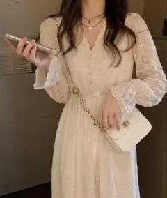 オフホワイト　レース　ワンピース　Mサイズ