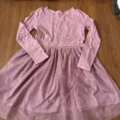 ピンク スパンコール付き 長袖ワンピース