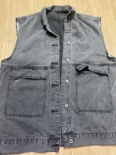 グレー デニム ノースリーブベスト