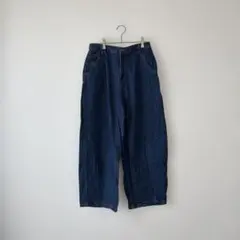 カーブデニム レディース ワイドデニムパンツ インディゴブルー XL