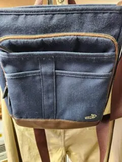 CROCODILE ショルダーバッグ ネイビー キャンバス レザーのサムネイル