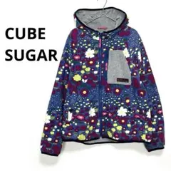 【キューブシュガー】コーデュロイジャケット(M)フード　ジャンパー　裏ボア　花柄