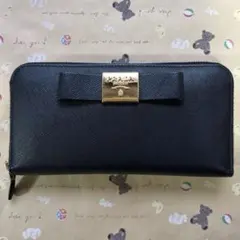 プラダ 長財布 リボン ジップ　PRADAサフィアーノ　ラウンドファスナー