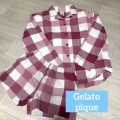 ジェラートピケ　チェック柄パジャマセット