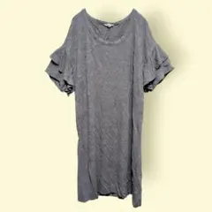 LOFT グレー フリル袖 チュニック ワンピース ゆったり 体型カバー S
