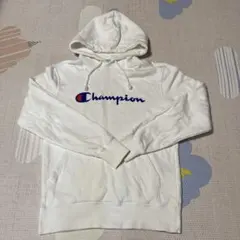 Champion ホワイト フード付きパーカー