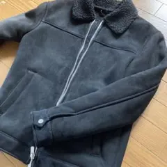 ムートンコート ブラック フリース内側　ムートンジャケット　裏ボア