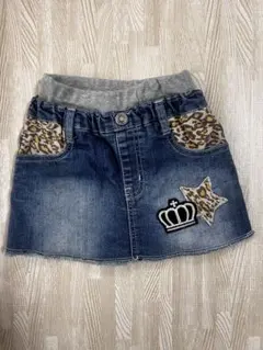 BABYDOLL デニムスカート レオパード柄