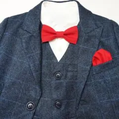 【簡単装着】キッズ フォーマル 蝶ネクタイ＆ポケットチーフ セット