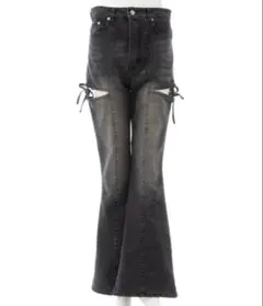 サイドリボンカットアウトフレアデニムパンツ INGNI グレー M