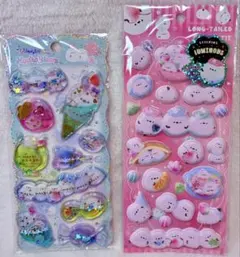 ☆*。シマエナガ　マシュマロシール　ウォーターシール　ストーン付き　2枚　☆*。