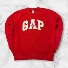 GAP メンズスウェット クルーネック アーチロゴ コットン 赤 M Y2K