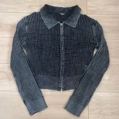 シズニルック 韓国 Y2K ストリート グレー 長袖ジッパーセーター