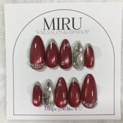 シルキーマグネット　ガラスフレンチ　ビジュー　埋め尽くし　ネイルチップ現品