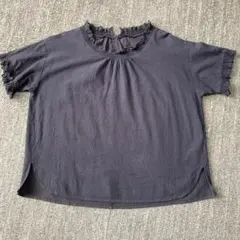 サマンサモスモス　襟フリル　ブラウス　チュニック　ダークグレー　SM2