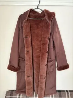 Dou Dou ブラウン フード付きムートンコート　リバーシブル