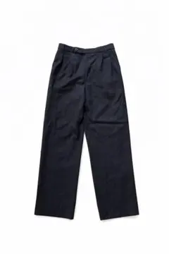 vintage wide wool slacks ツータック ネイビー