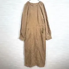 ti. コーデュロイ ワンピース ロング M ブラウン ゆったり 美品