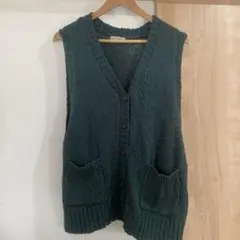 Samansa Mos2 ダークグリーン ニットベスト
