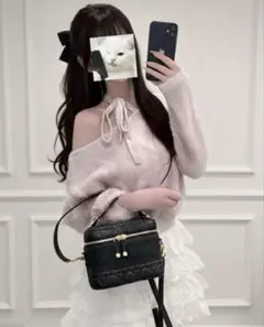 ワンショルフェザーニットリボントップス［dr747］