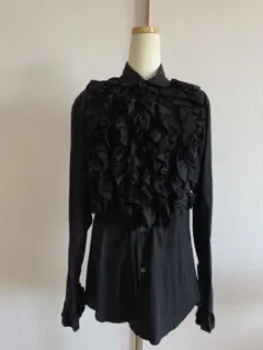 コムコム 裾フリルロングブラウス 黒 Sサイズ - メルカリ