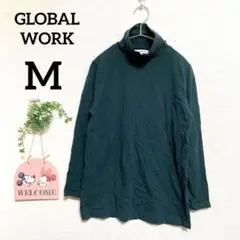 グローバルワーク タートルネック M インナー プルオーバー ナチュラル 無地