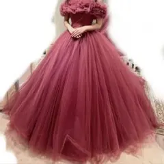 オフショルダー チュールドレス