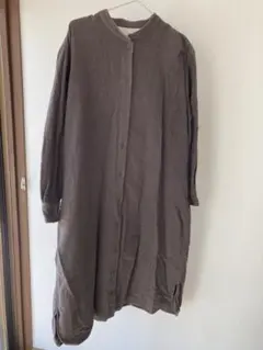 無印良品 ワンピース 両面起毛フランネルスタンドカラー長袖ワンピース