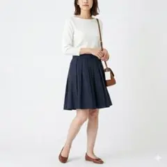 【新品タグ付】FREDY emue プリーツスカート 日本製 紺 38のサムネイル