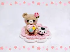 お花見くまちゃん♡(ベージュ) あみぐるみ