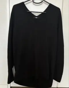 ユニクロ　3D カシミヤVネックコクーンセーター　ブラック　XL