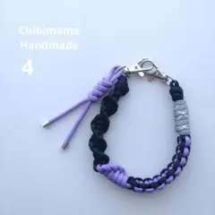 パラコード　ストラップ　ハンドストラップ　スマホ　黒　パープル　タッセル